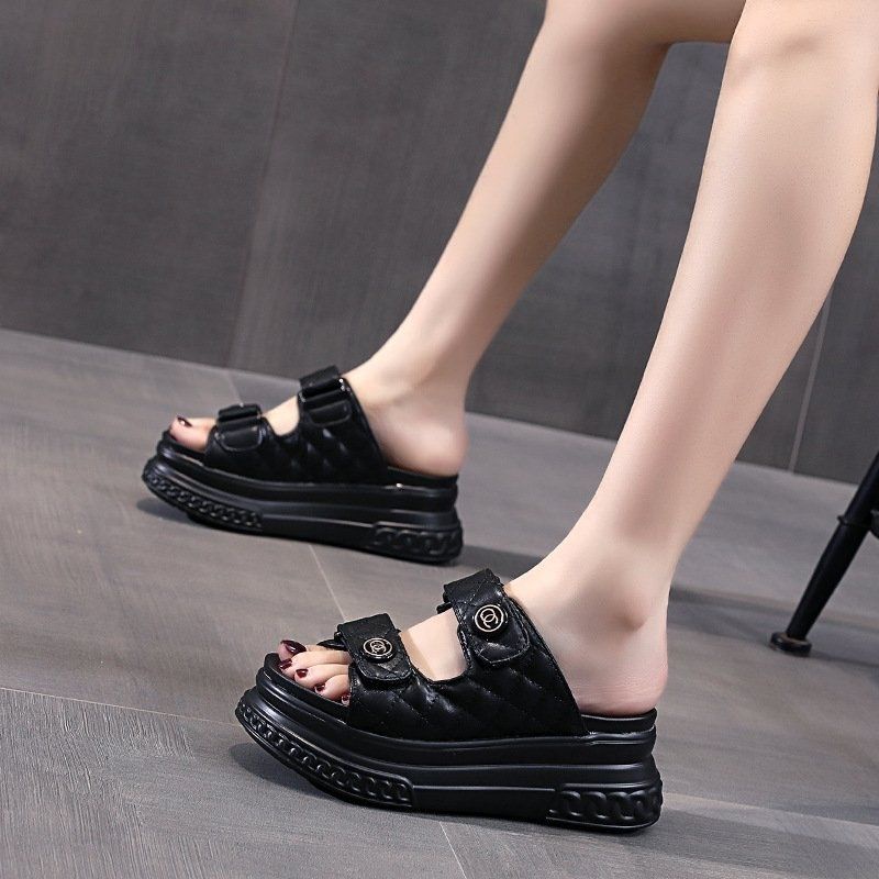 Dép lê nữ độn đế hai quai ngang cao 7cm siêu hach dáng JUMATO G2.042.TR.35