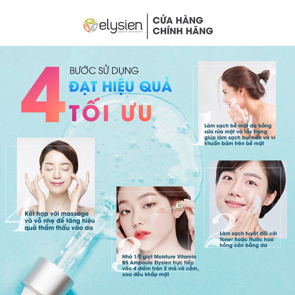 Tinh chất serum dưỡng Moisture Vitamin B5 Ampoule ELYSIEN chính hãng chăm sóc da nhạy cảm phục hồi thương tổn 100ml - B2