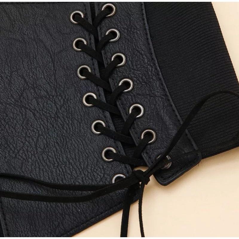 Thắt lưng áo nịt bụng cơ dãn có khoá kéo phối dây phong cách gợi cảm cho nữ, belt corset thắt 2 dây mẫu mới