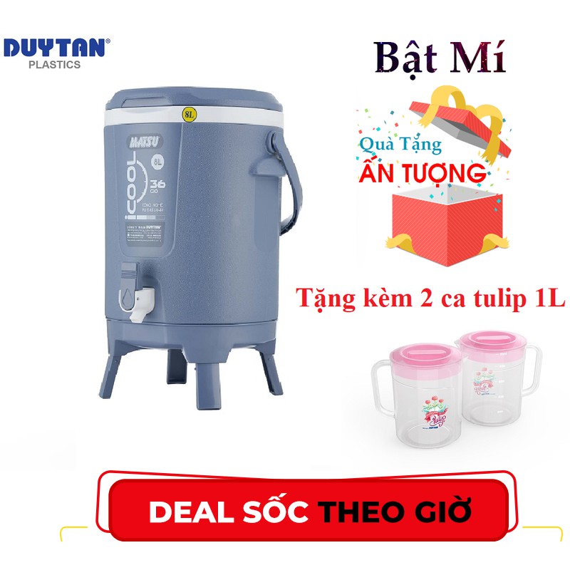 BÌNH ĐÁ ICOOL DUY TÂN 8L CÓ CHÂN ĐẾ- TẶNG KÈM 1 CA TULIP 1 L