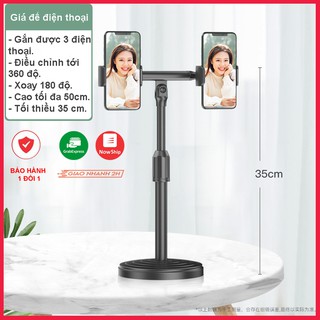 Giá Đỡ Điện Thoại Để Bàn, giá kẹp 2 điện thoại để bàn, dùng livestream chuyên nghiệp