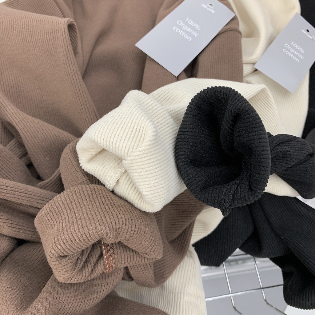 Áo Len Nữ Cổ Cao Chất Nhung Tăm Cotton Mềm, Mịn, Dày Đẹp, Không Xù