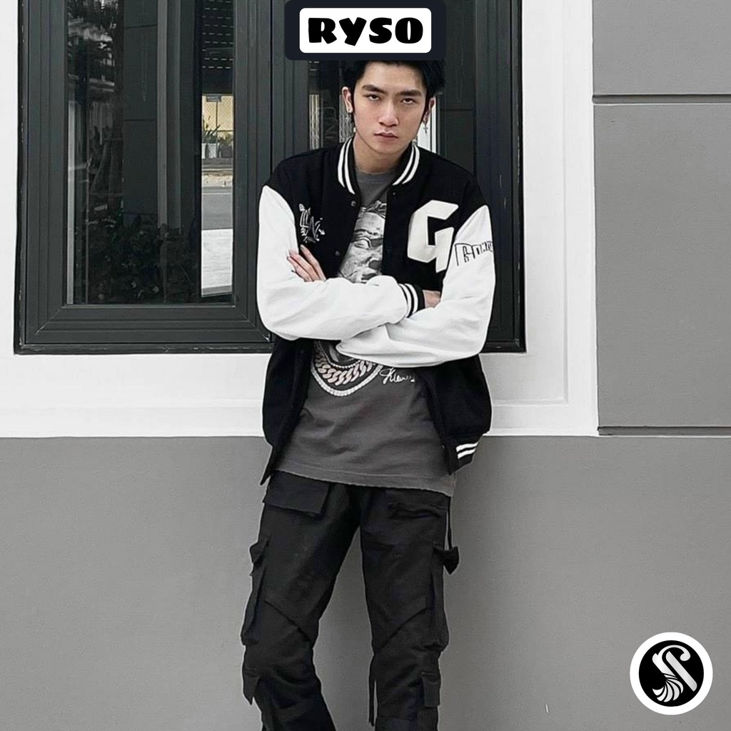 Áo khoác bomber bóng chày unisex 2 lớp tảng nhiệt phong cách Hàn Quốc