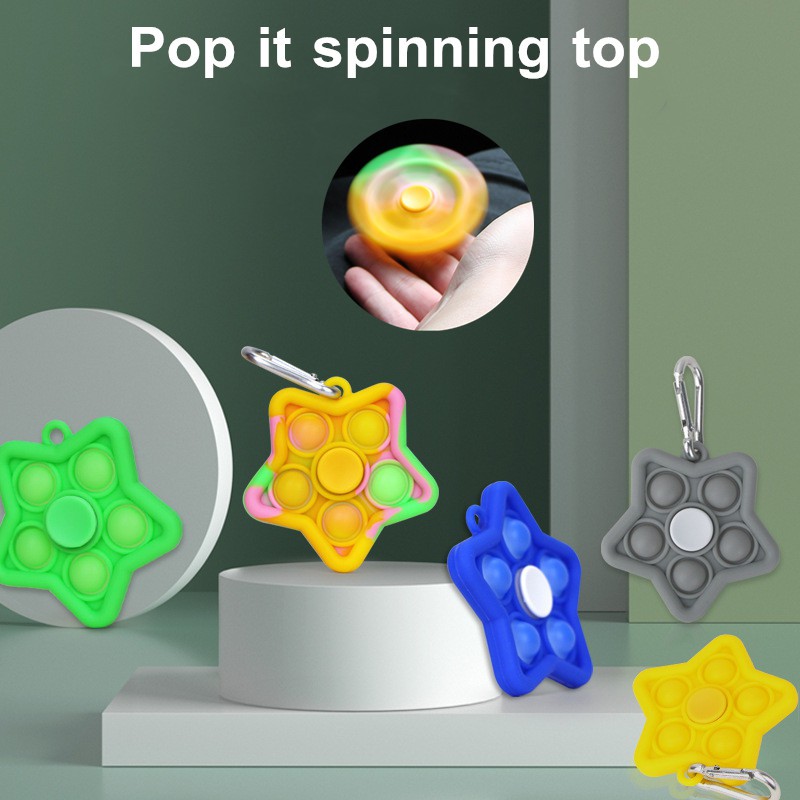 Pop It Móc khóa phong cách sao Fidget Spinner Fat Brain Sensory Simple Dimple Toy