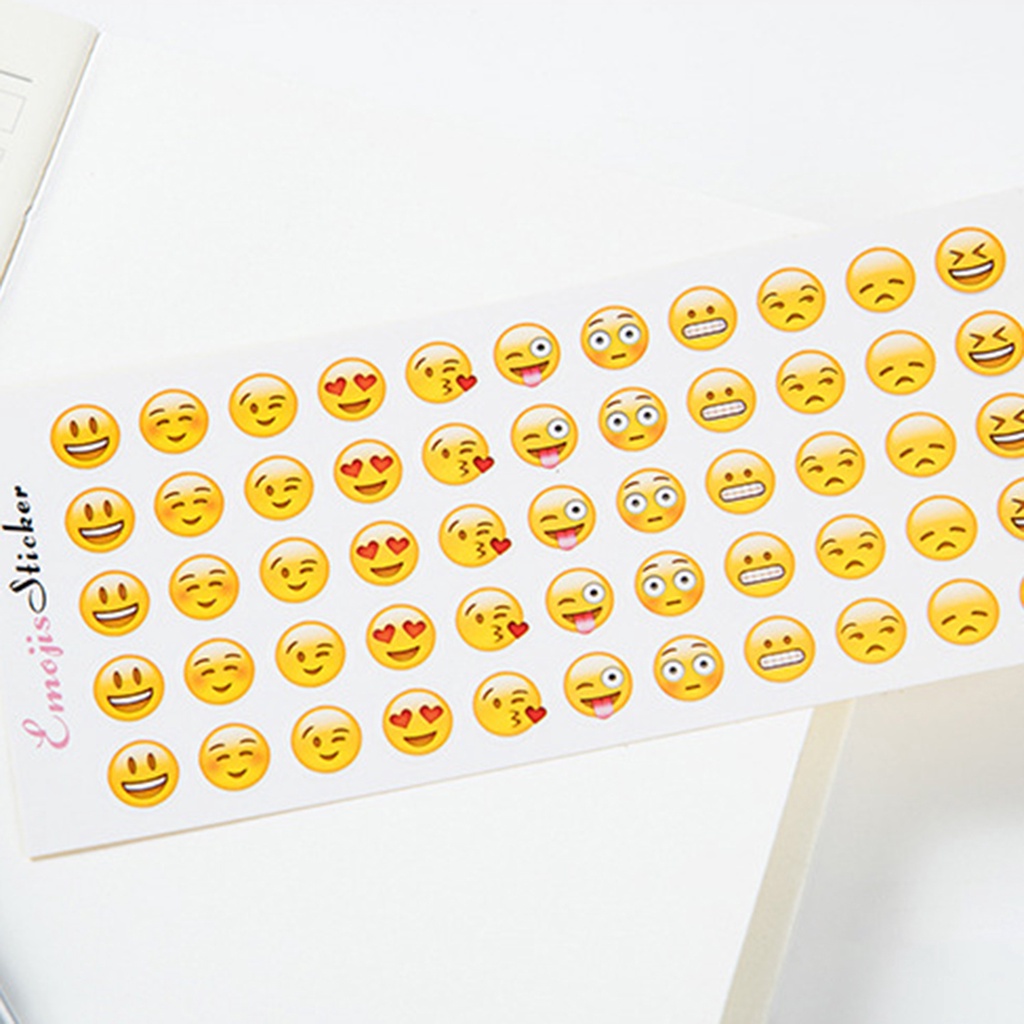 Set 12 Tờ Nhãn Dán Mini Họa Tiết Biểu Tượng Cảm Xúc Dễ Thương Trang Trí Nhật Ký / Văn Phòng / Tr