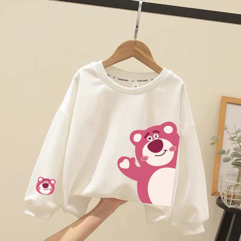 Áo sweater In Hình Gấu Và Dâu Tây Phong Cách Nhật Bản Ngọt Ngào Thời Trang Xuân Thu Cho Bé Gái Trung Niên