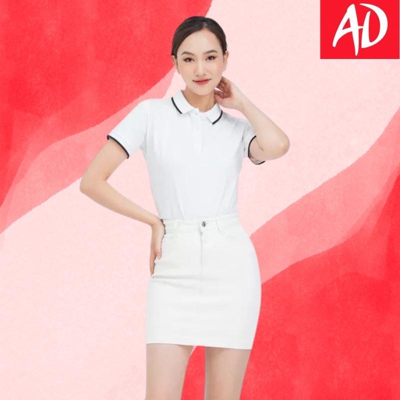 Áo thun polo nữ cổ bẻ thời trang, thiết kế màu trơn phối cổ bẻ dệt không xù, áo polo tay ngắn cơ bản