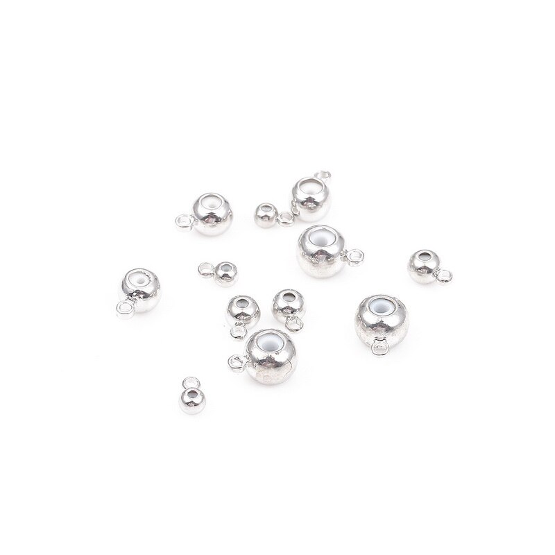 10 Hạt tròn bằng thép không gỉ đường kính 3mm - 6mm làm trang sức kèm vòng đệm cao su