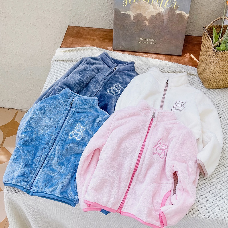 Áo khoác IQ ANGEL chất liệu cotton kiểu cổ đứng lót nhung dày giữ ấm thời trang cho bé