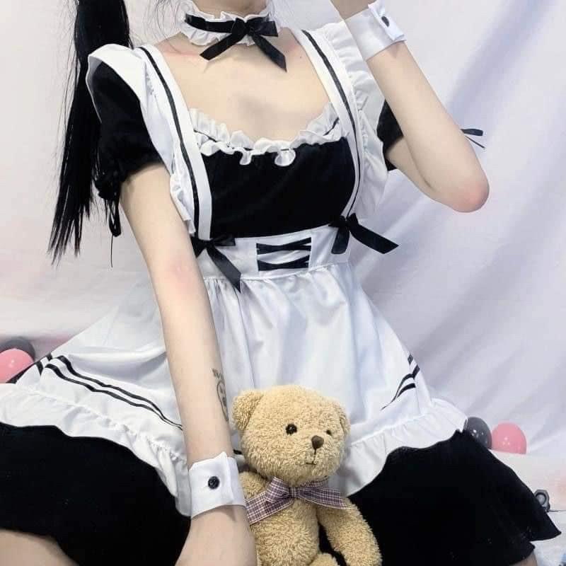 set maid hoá trang cô hầu gái cute