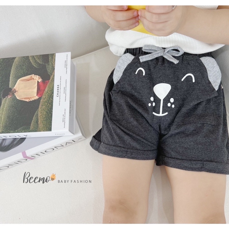 Hàng mới về - Quần sooc Beemo cotton hình gấu 3 màu cho bé trai, bé gái