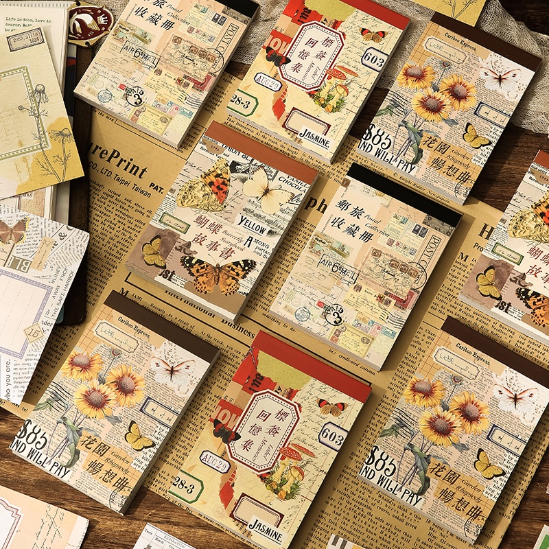 Bộ 60 Giấy Làm Sổ Tay Hình Làng Quê / Thân Cây Kiểu Vintage Sáng Tạo DIY