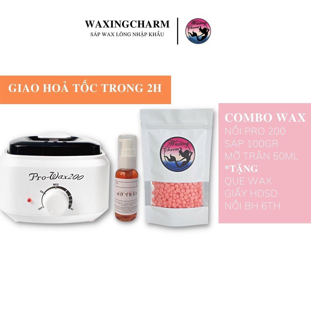 Combo Máy Nấu Sáp Prowax200 100gr Sáp Wax Lông Nóng Dành Cho Nách, Body, Bikini và 50ml Mỡ Trăn Giúp Triệt Lông