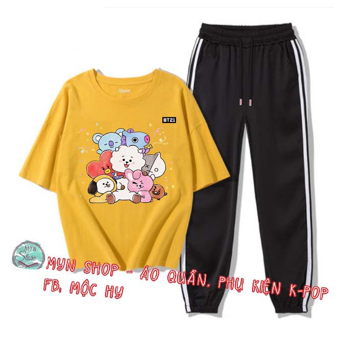 SET ĐỒ BTS - SET BT21 TATA, MANG, COOKY, SHOOKY, KOYA, RJ, VAN, CHIMMY - SET ÁO THUN