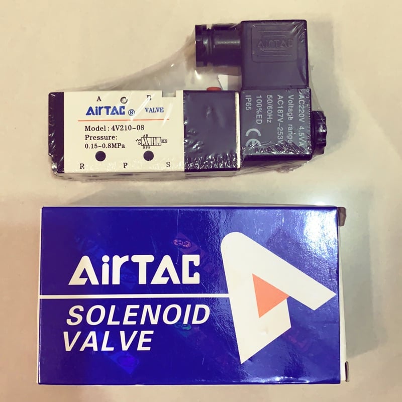 Van khí nén,Van chia khí,Van điện từ khí nén AIRTAC,Van điện từ ARITAC 4V210-08 AC220V,4V210-08 DC24V VAN KHÍ NÉN 5/3,13