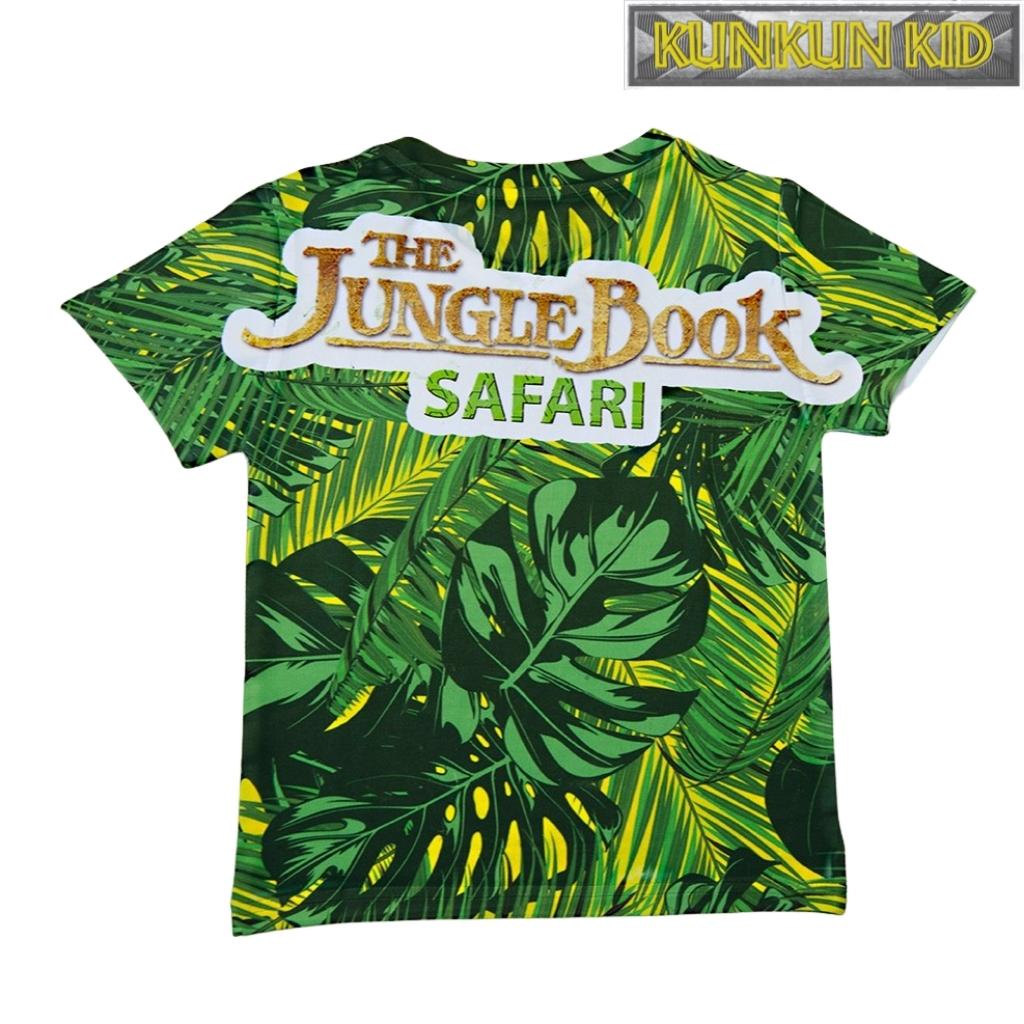 Set đồ cho bé trai tay ngắn thun lạnh In 3D hình Jungle Book xanh thiên nhiên size từ 10kg - 60kg Kunkun Kid TP042