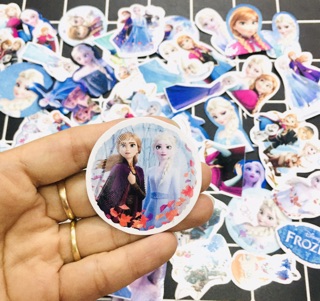 Bộ 30-60 Sticker công chúa Elsa ép lụa có đề can bóc dán