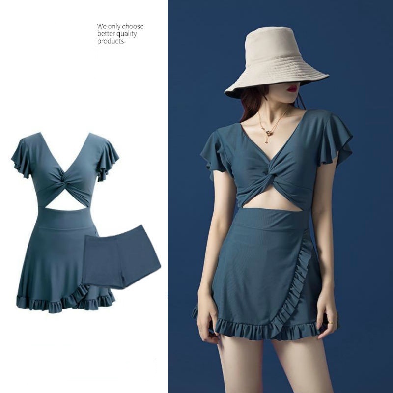 Bộ đồ bơi dáng ôm hở bụng phong cách Nhật Bản thời trang mùa hè dành cho nữ