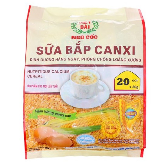 Sữa Bắp / Bột ngũ cốc Methi / Gạo lứt huyết rồng Ngũ Cốc Canxi Việt Đài 600G (20 gói x30G)