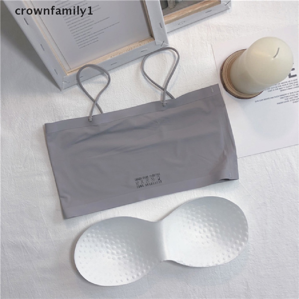 [crownfamily1] Áo Ngực Ống Bằng Lụa Lạnh Có Đệm Lót Có Thể Tháo Rời Không Đường May Cho Nữ