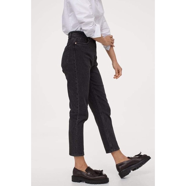 Quần Mom Jeans Nữ Lưng Cao Màu Đen M-07