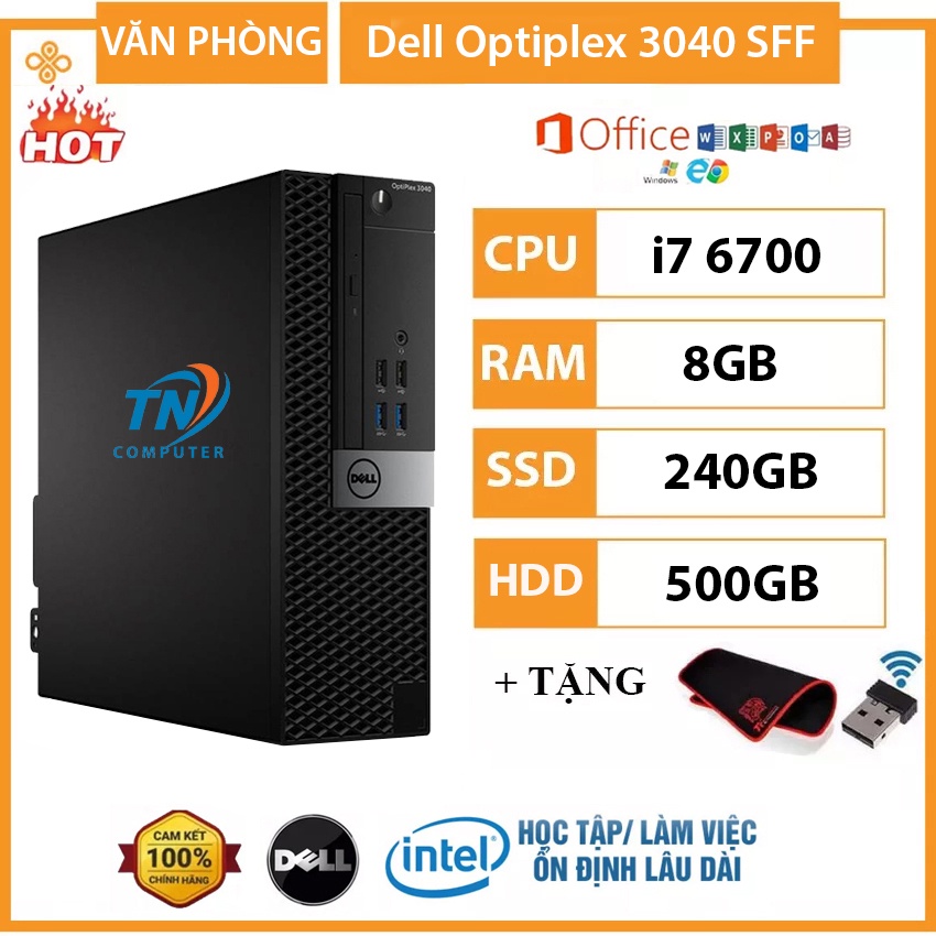 Case Máy Tính Để Bàn Dell Optiplex 3040 SFF Core i7 6700, Ram 8GB SSD 240GB + Qùa Tặng - Bảo Hành 12 Tháng