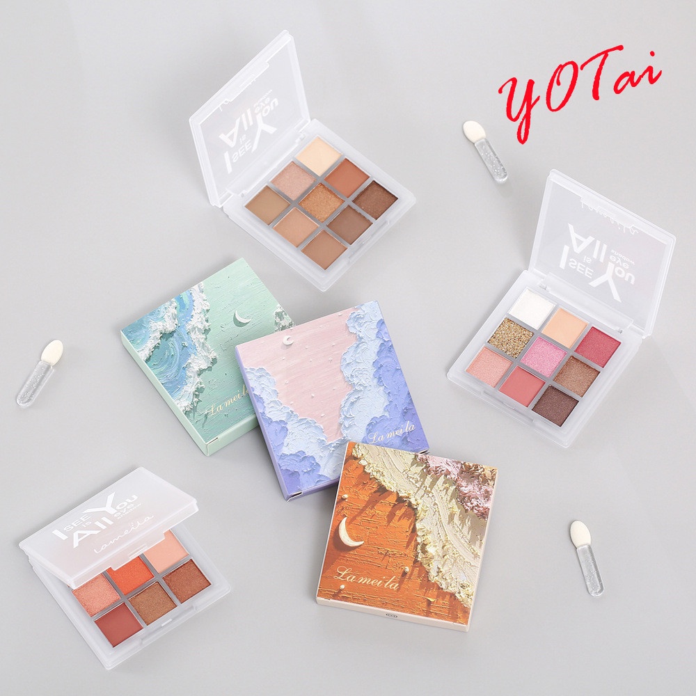 YOTAI ❤️LAMEILA❤️Bảng Phấn Mắt, 9 Màu, Kết Cấu đất Sét, Màu Sắc đẹp, Lâu Trôi, Không Thấm Nước, 9 Ngăn, Di động Và Dễ Sử Dụng.