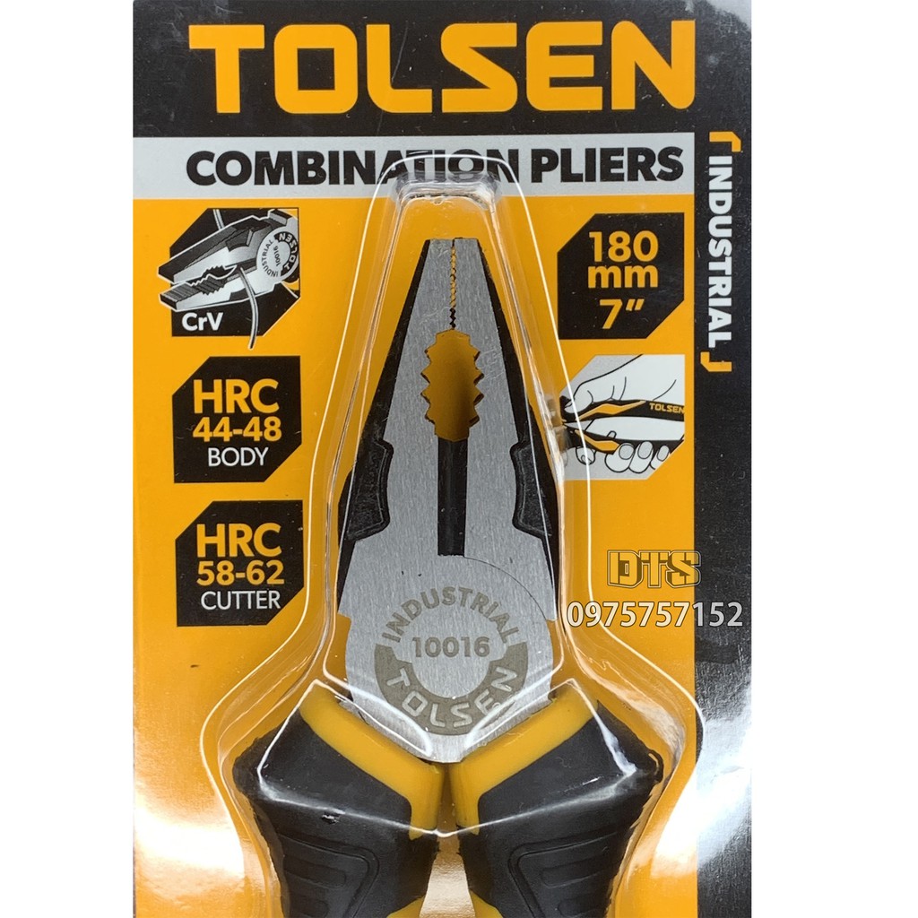 Kìm điện tổ hợp công nghiệp TOLSEN 7 inch/ 180mm, thép CR-V cao cấp mạ Niken chống gỉ – Tiêu chuẩn xuất khẩu Châu Âu