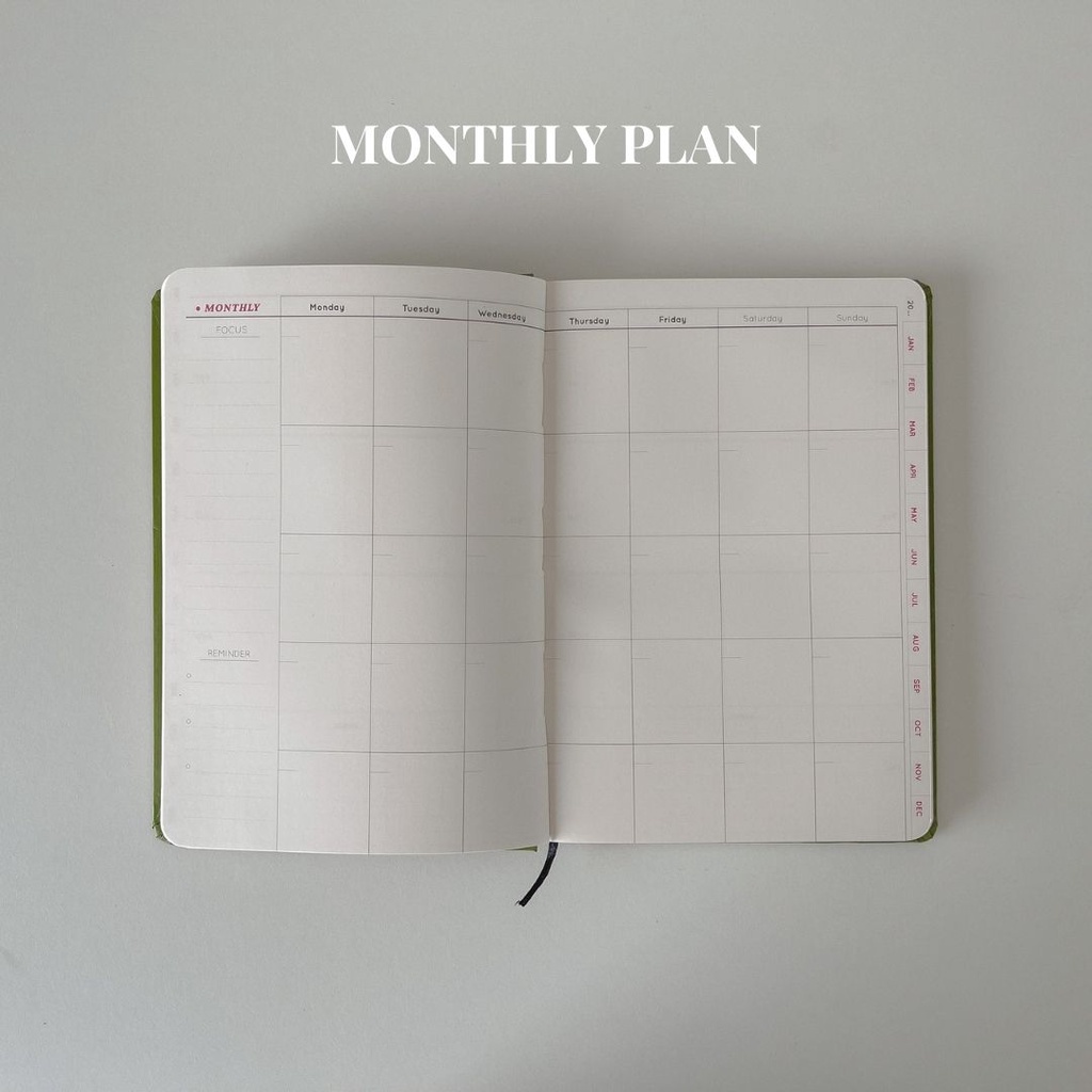 Sổ Planner 2022 Crabit - Sổ lịch A5 lên kế hoạch 12 tháng, có túi sau, 100gsm