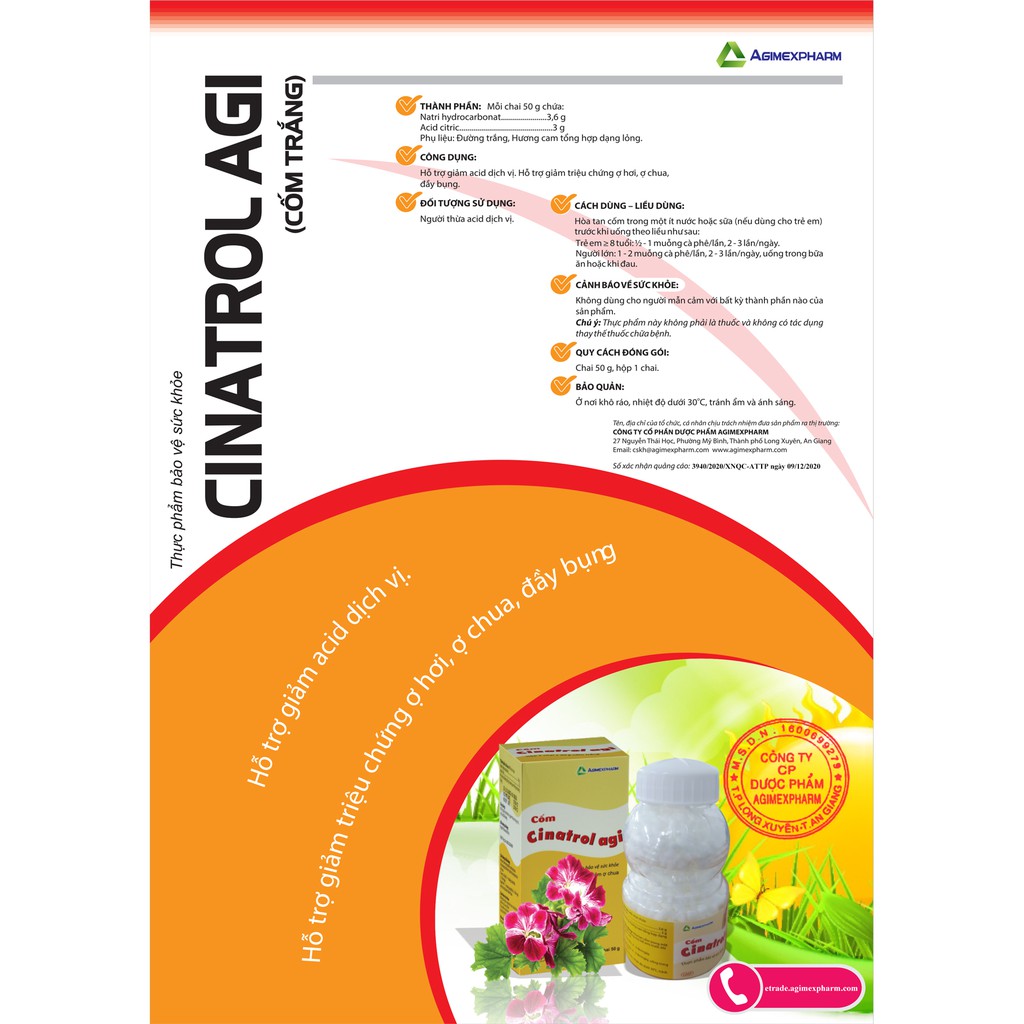 Cốm tiêu hóa trẻ em Cinatrol Agi, hỗ trợ tiêu hoá, giảm triệu chứng ợ hơi, ợ chua, đầy bụng