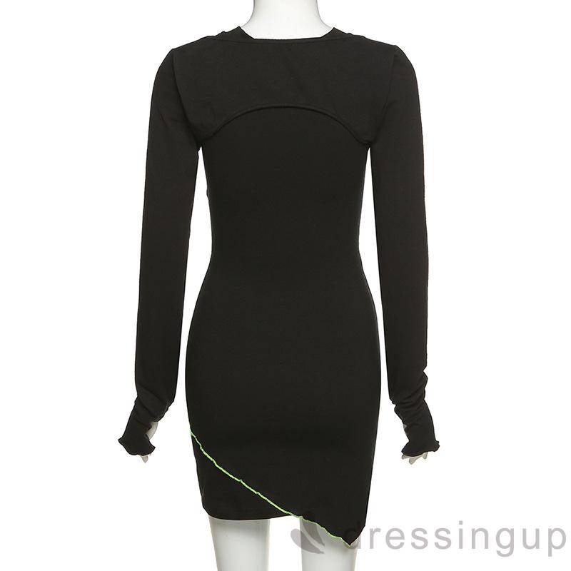 Đầm Nữ Tay Dài Cổ Tròn Thiết Kế Độc Đáo Thời Trang