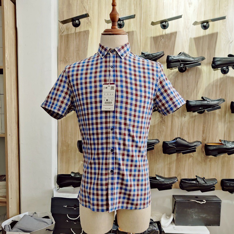 Áo sơ mi nam kẻ Musland. Áo sơ mi kẻ cổ bẻ được thiết kế,kiểu dáng Slimfit ôm body,mềm mịn,mát | BigBuy360 - bigbuy360.vn