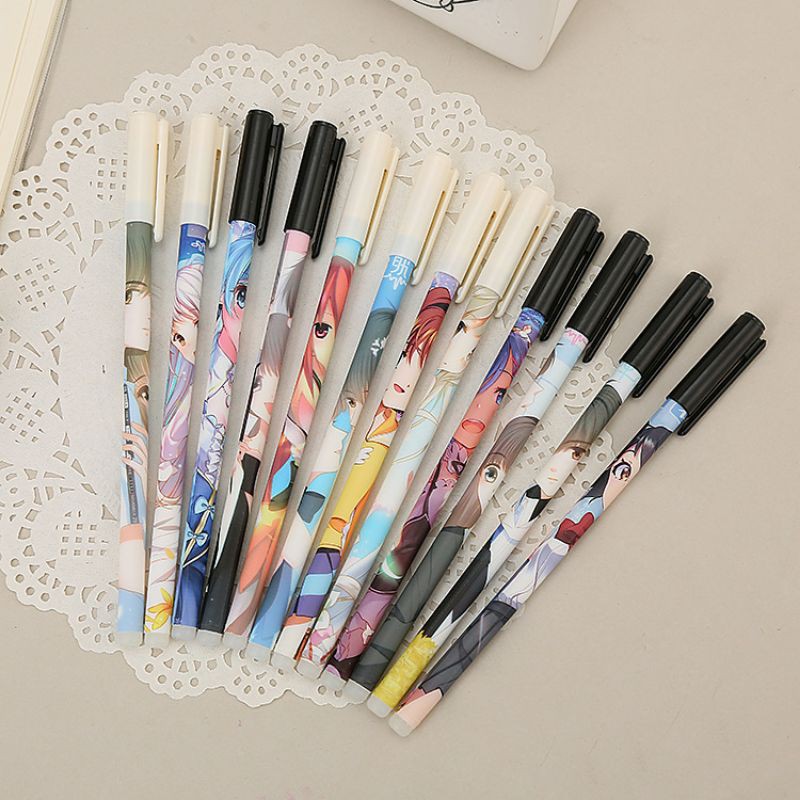 Bút bi gel nước mực xanh xóa được nhân vật hoạt hình Anime