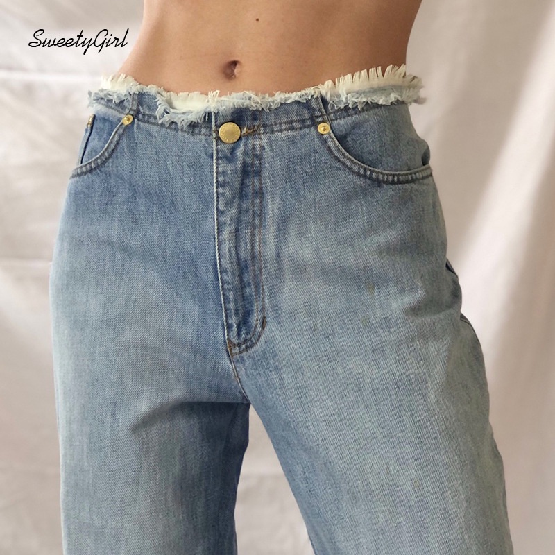 Quần Jeans Lưng Thấp Ống Loe Thêu Họa Tiết Thời Trang Đường Phố Cho Nữ 2022