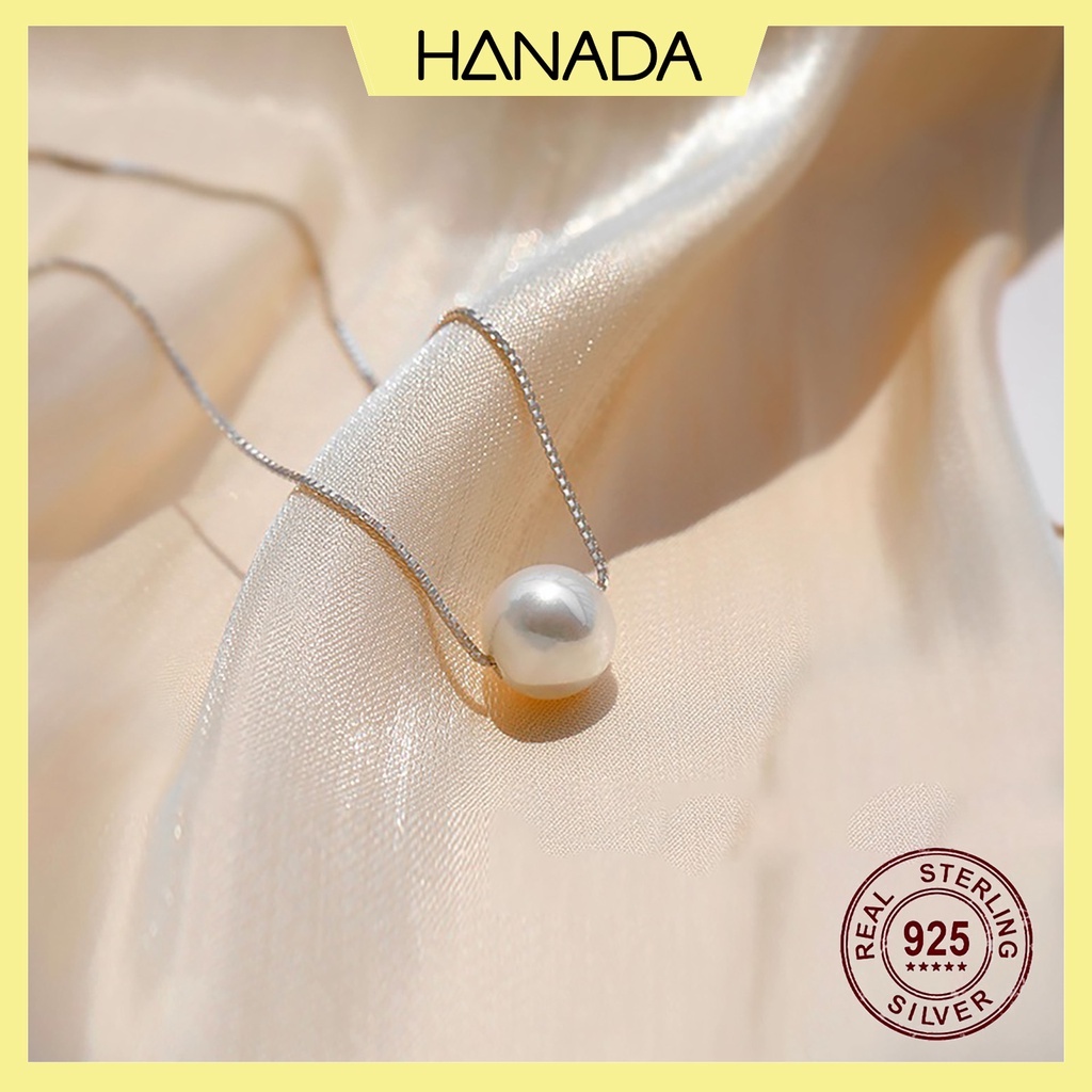 Dây Chuyền Bạc 925 Ngọc Tròn Trơn Đơn Giản Vòng Cổ Sang Trọng Kích Thước Đẹp Hanada