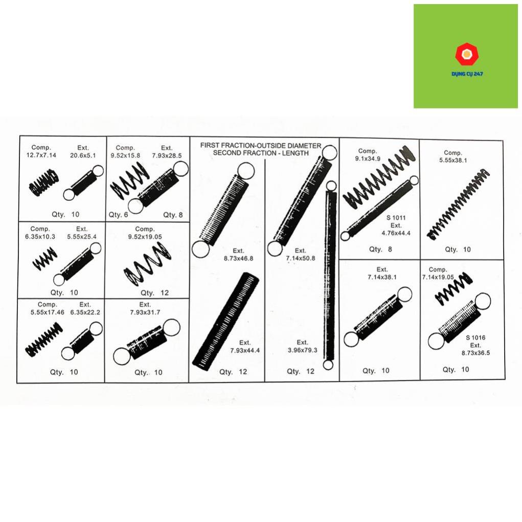 Hộp 200 Lò Xo Kim Loại nhiều kích cỡ chất lượng cao