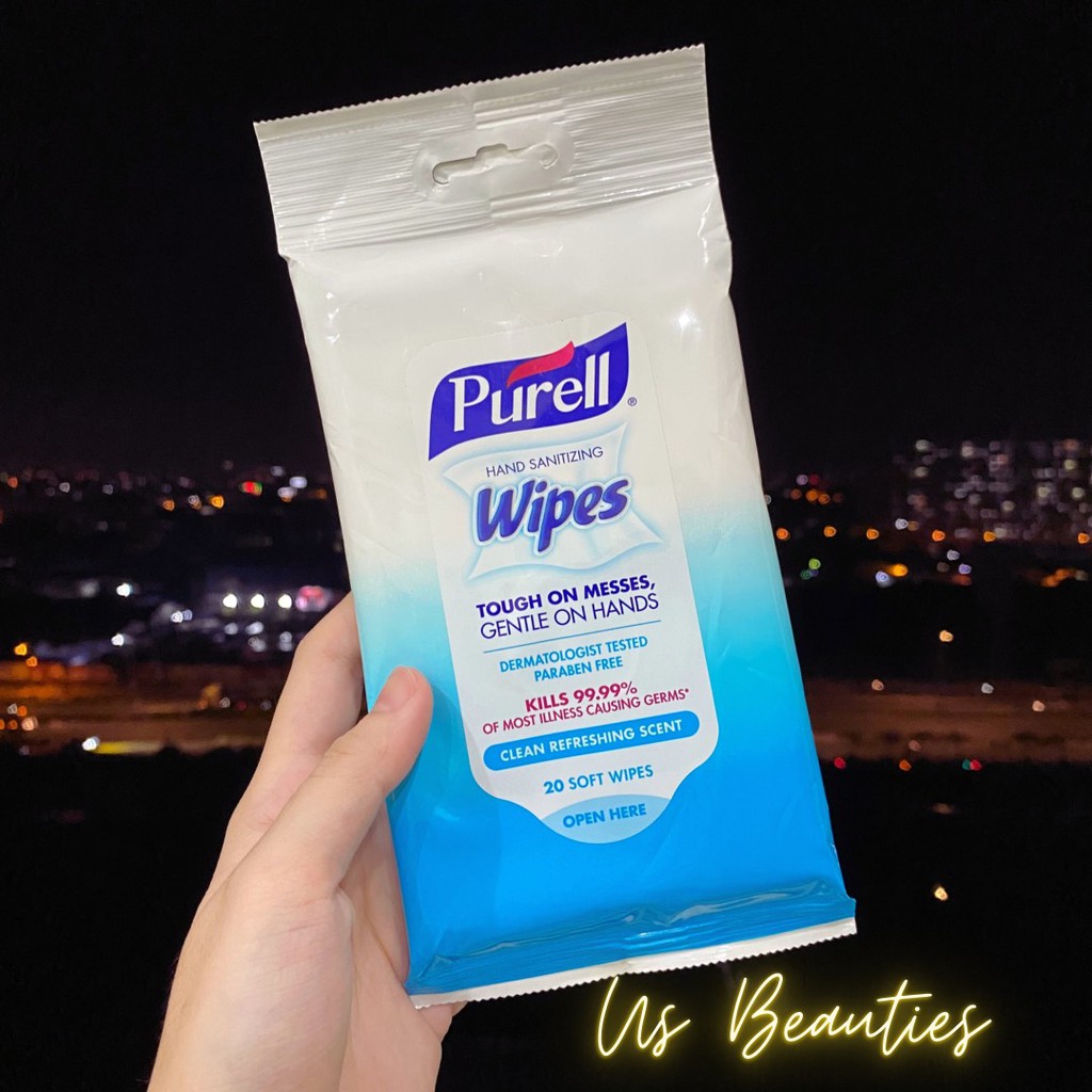 Khăn Ướt PURELL Hand Sanitizing Wipes, Clean Refreshing Scent, 20 Ct Travel Pack