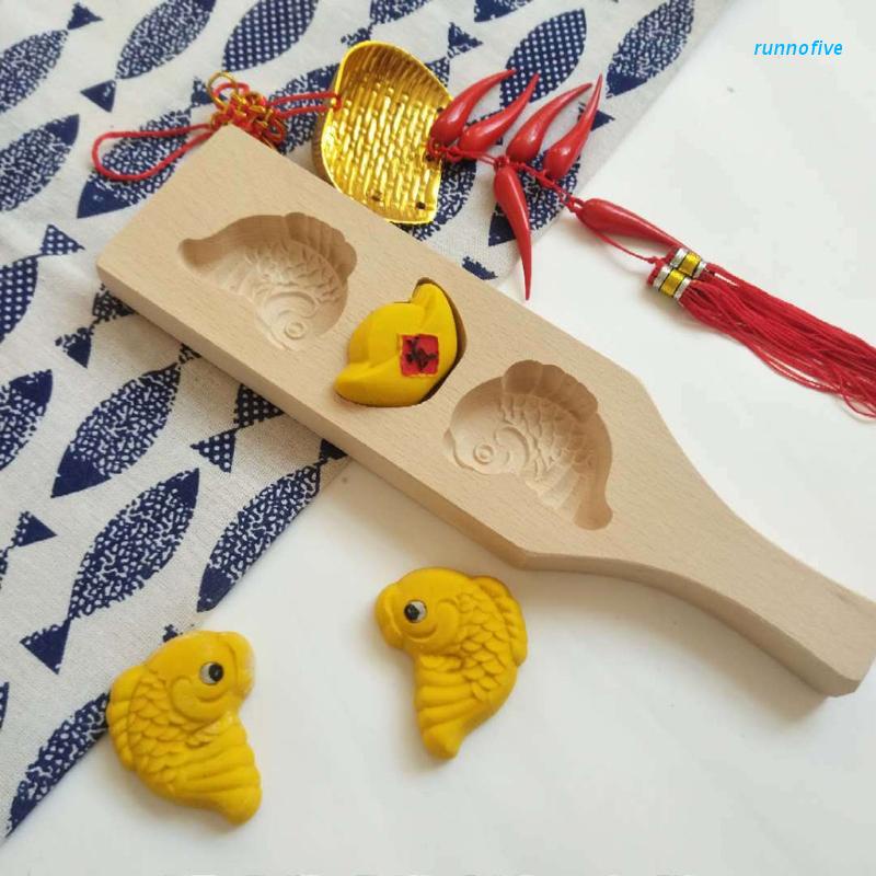 Khuôn Làm Bánh Trung Thu / Bánh Trung Thu / Bánh Trung Thu / Bánh Trung Thu Hình Cá Bằng Gỗ Kiểu Trung Hoa