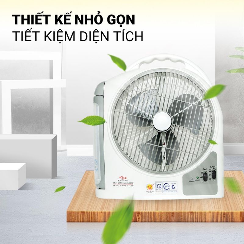 Quạt tích điện honjianda ĐÈN LED HJD -FL213 2 bình ắc quy BÓNG LES