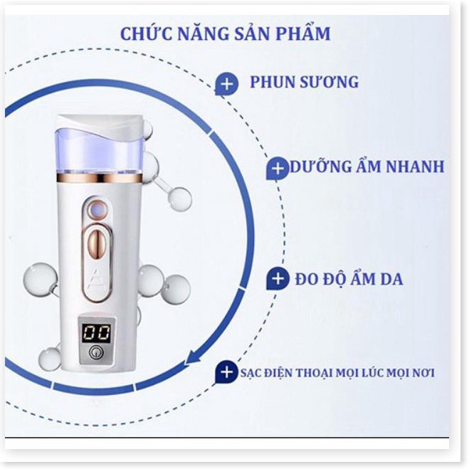 🔖 Máy xịt khoáng xông mặt nano có đo độ ẩm da