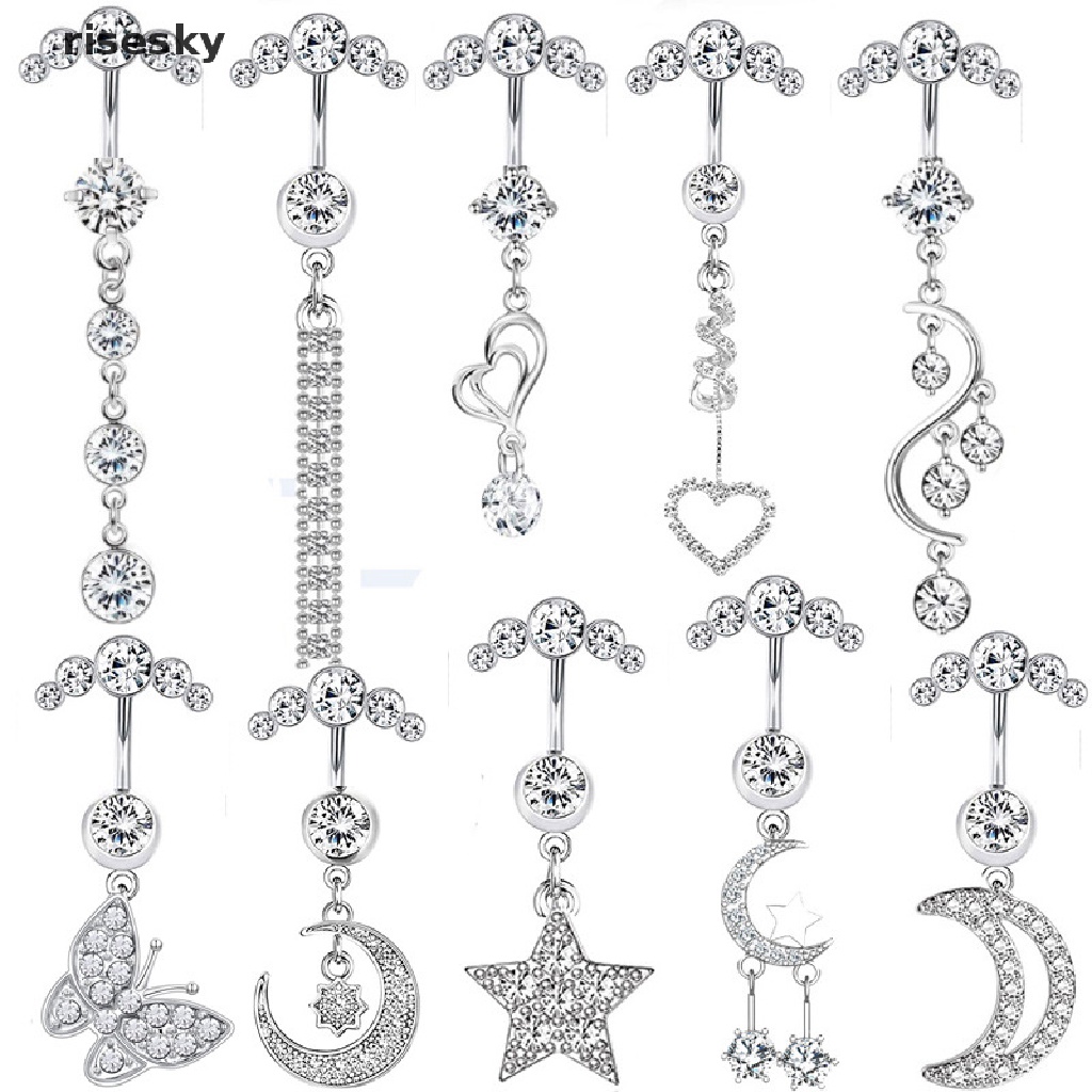 1 Khuyên Rốn Hình Cánh Bướm / Trái Tim / Giọt Nước Bằng Thép Không Gỉ ♨Trên đó