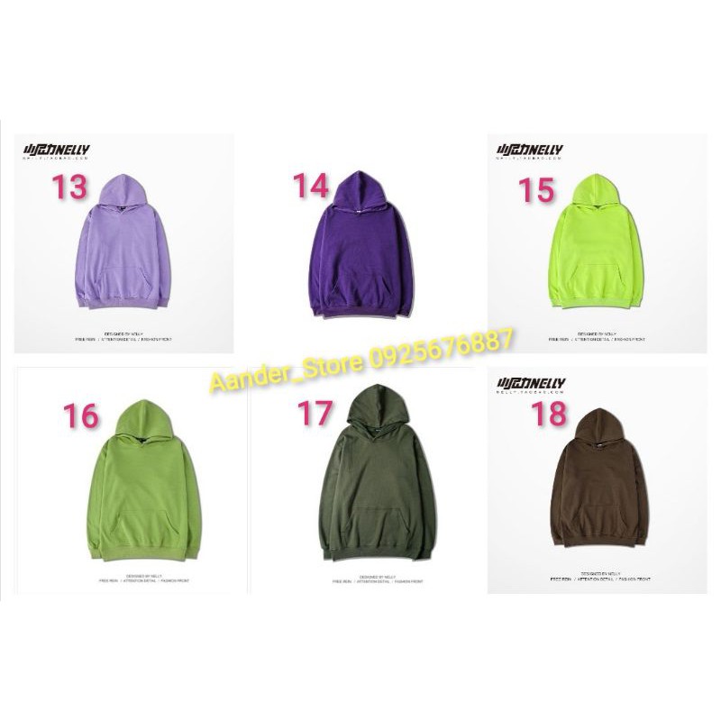 [Sẵn xám nhạt, đỏ đô, xanh dương, xanh lam, tím ] [20 màu] Áo Hoodie Unisex chính hãng Nelly trơn nỉ lót lông (order) | BigBuy360 - bigbuy360.vn