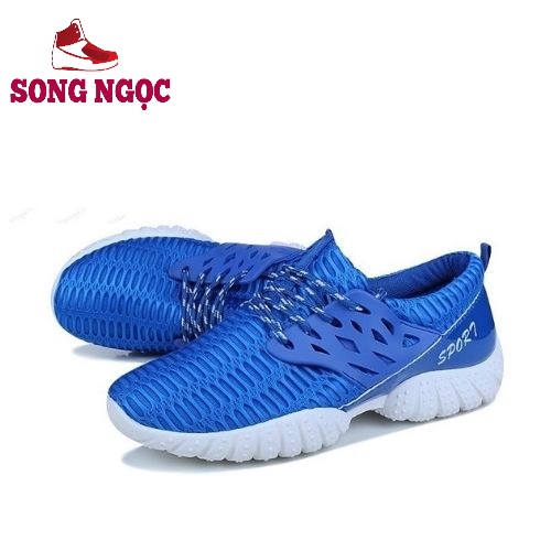 GiàyThể Thao Nam Giày Sneaker đế cao su non thoáng khí khử mùi nhẹ êm mềm nhựa dẻo mầu xanh hd16