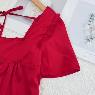 Bộ Lụa Cộc Tay Cổ Vuông Cao Cấp Sang Chảnh