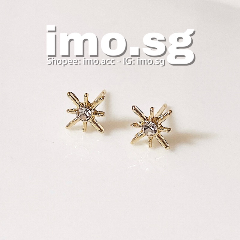 Bông tai tia ngôi sao mini đá nhỏ nhắn imo.sg dễ diện hằng ngày đeo được vành cá tính sang xịn xinh phong cách hàn