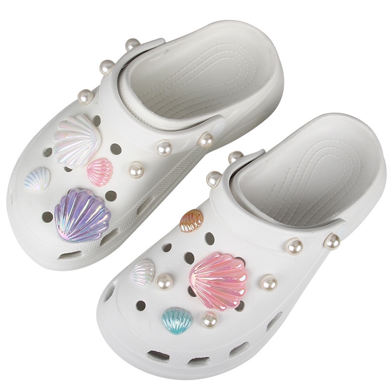 Phụ Kiện Trang Trí Dây Xích Hình Vỏ Sò Xinh Xắn Dùng Trang Trí Giày Diy