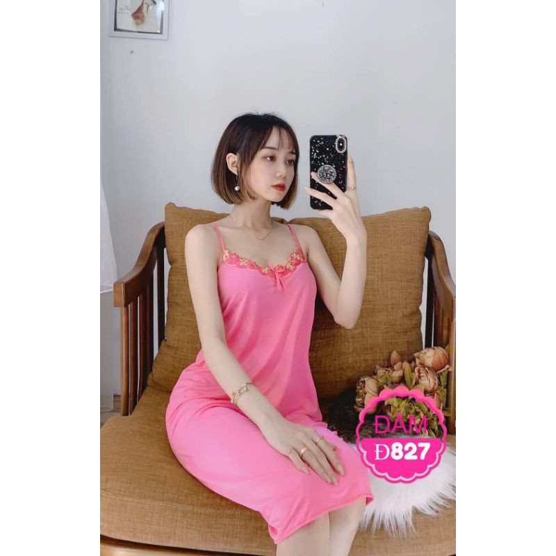 Đầm mặc nhà 2 dây thun lạnh