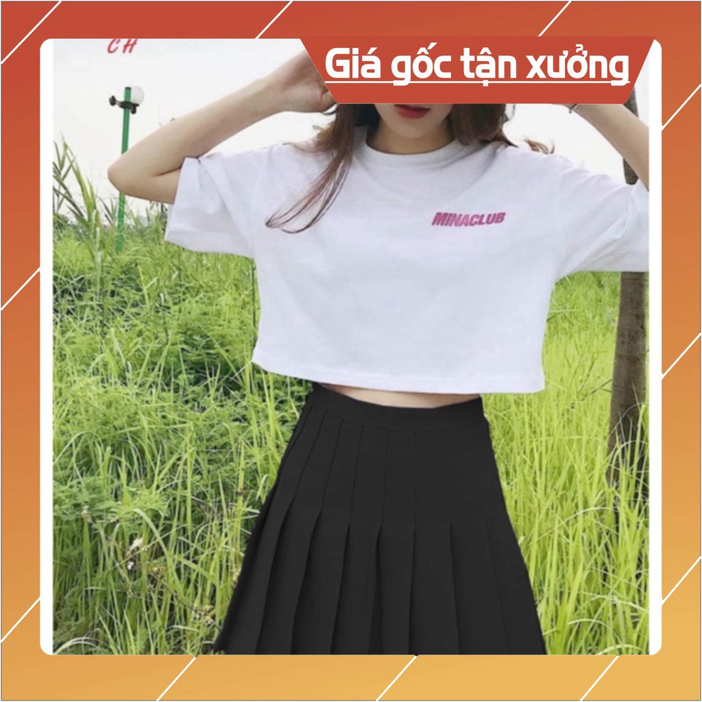 Sét áo croptop MINA+ chân váy xếp li CH12