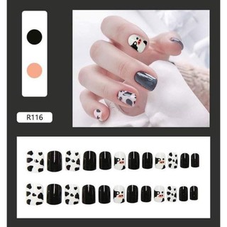 Sét 24 móng giả hoạ tiết bò sữa
