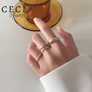Set nhẫn nữ 3 chiếc basic màu vàng Gold Ceci